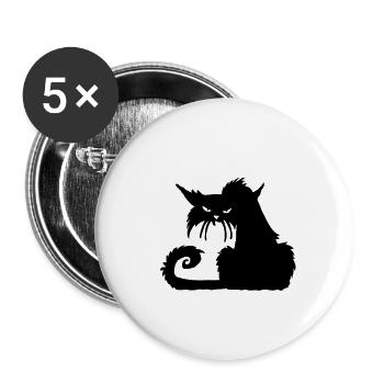 Chat agacé - Lot de 5 petits badges (25 mm) - blanc - Devant