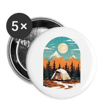 Retro Camping Design - Buttons small 1''/25 mm (5-pack) - white - Front