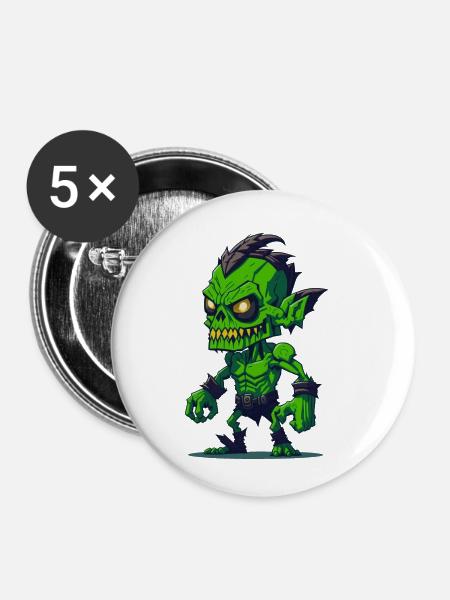 Zombie - Buttons klein 25 mm (5er Pack) - Weiß