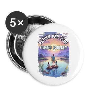 Father and sons fishing journey - Lot de 5 petits badges (25 mm) - blanc - Devant