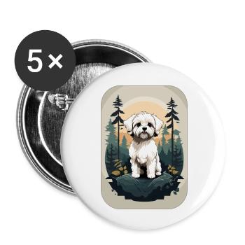 Bichon Chien havanais dans la forêt - Lot de 5 petits badges (25 mm) - blanc - Devant