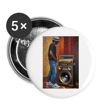 Old School Ghettoblaster - Buttons klein 25 mm (5er Pack) - Weiß - Vorne