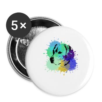 Labrador, Golden Retriever,Watercolor, painting - Buttons small 1''/25 mm (5-pack) - white - Front