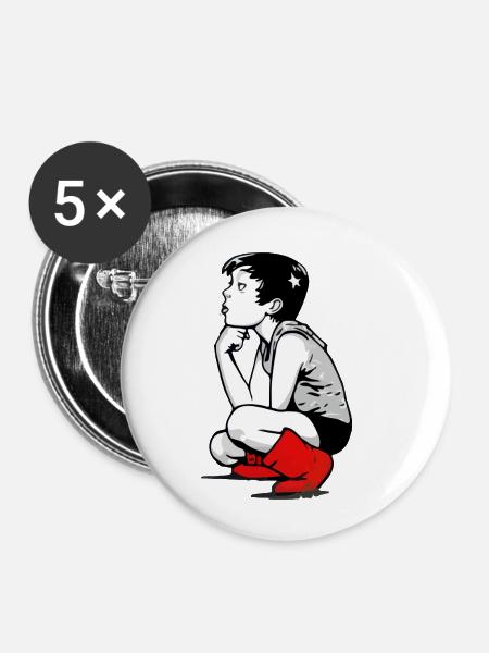 Mathieu dreamer Straßenkunst - Buttons klein 25 mm (5er Pack) - Weiß