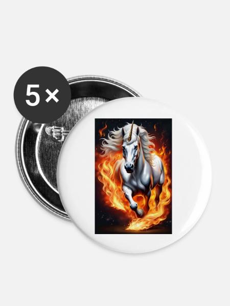 White Animals Einhorn - Buttons klein 25 mm (5er Pack) - Weiß