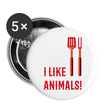 I Like Animals! (Grill Cutlery / 3C) - Buttons small 1''/25 mm (5-pack) - white - Front