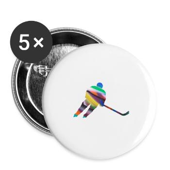 Eiskockey, Hockey, Graffi, bunt - Buttons small 1''/25 mm (5-pack) - white - Front