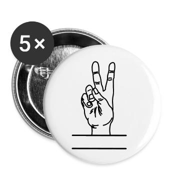 Textraum mit Handgeste Frieden - Buttons klein 25 mm (5er Pack) - Weiß - Vorne
