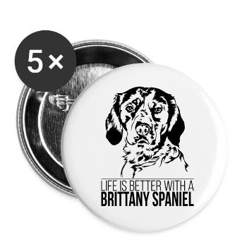 Bretagne La vie d’épagneul est meilleure Chiens Wilsigns - Lot de 5 petits badges (25 mm) - blanc - Devant