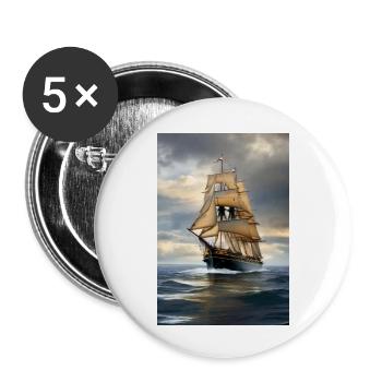 Sailing ship - Buttons small 1''/25 mm (5-pack) - white - Front