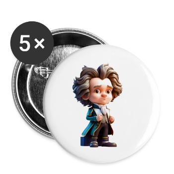 The little Beethoven - Buttons klein 25 mm (5er Pack) - Weiß - Vorne