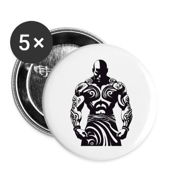 Tribal Boxer / Fighter Logo Tattoo Design - Buttons klein 25 mm (5er Pack) - Weiß - Vorne