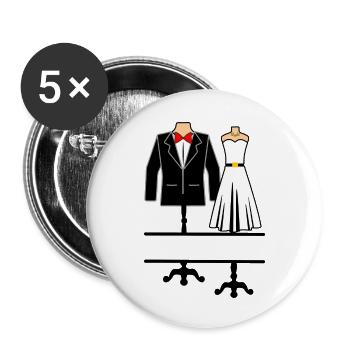 Vêtements pour mariés - Lot de 5 petits badges (25 mm) - blanc - Devant
