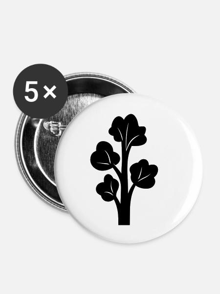 Brokkoli - Buttons klein 25 mm (5er Pack) - Weiß