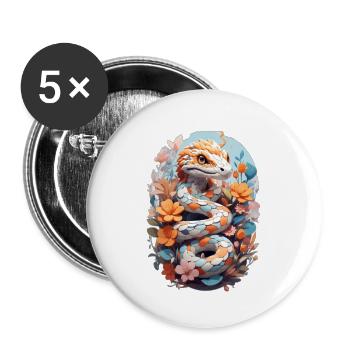 Lebendige Schlangen- und Fantasieblumen: Ein psychedelisches und - Buttons klein 25 mm (5er Pack) - Weiß - Vorne