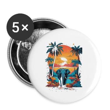 Urban Jungle Majesty: éléphant coloré - Lot de 5 petits badges (25 mm) - blanc - Devant