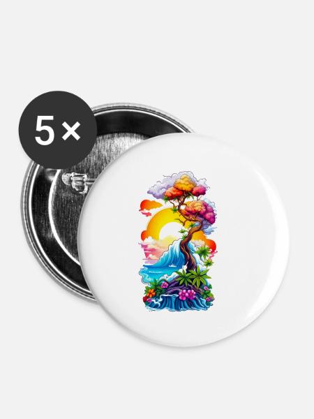 High waves 05 - Buttons klein 25 mm (5er Pack) - Weiß