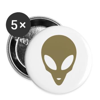 Silhouette of an alien head - Buttons small 1''/25 mm (5-pack) - white - Front