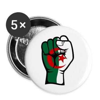 Algerien Flagge Faust Hand Symbol - Buttons klein 25 mm (5er Pack) - Weiß - Vorne