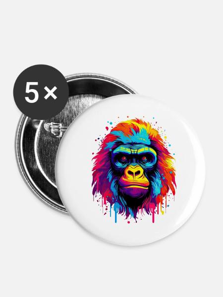 Radiant Spectrum Gorilla - Buttons klein 25 mm (5er Pack) - Weiß