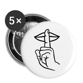Hand mit Fingerstille, Handgeste - Buttons klein 25 mm (5er Pack) - Weiß - Vorne