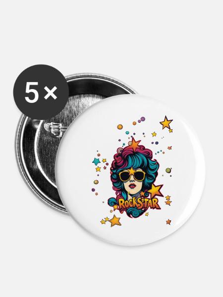 Rock´n´Roll - Buttons klein 25 mm (5er Pack) - Weiß