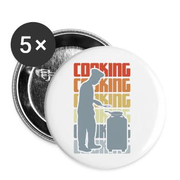 Cuisine vintage - Lot de 5 petits badges (25 mm) - blanc - Devant