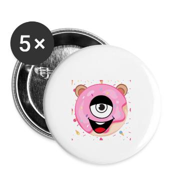 Cyclope doux - Lot de 5 petits badges (25 mm) - blanc - Devant