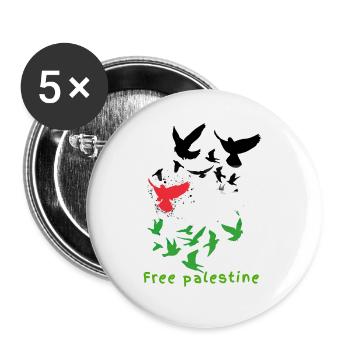 free palestine, doves, freedom, war, palestine - Buttons small 1''/25 mm (5-pack) - white - Front