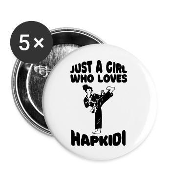 Hapkido Karate Kampfsport Judo Aikido Kampfkunst - Buttons klein 25 mm (5er Pack) - Weiß - Vorne