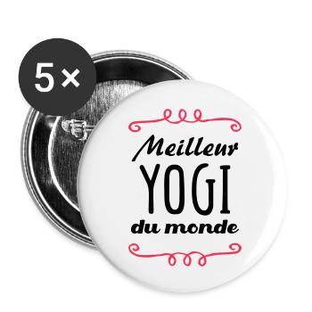 Meilleur Yogi du monde / Yoga - Lot de 5 petits badges (25 mm) - blanc - Devant