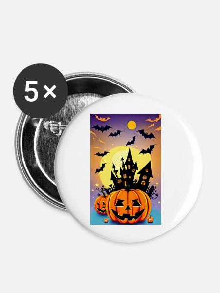 Halloween 2023 - Buttons klein 25 mm (5er Pack) - Weiß