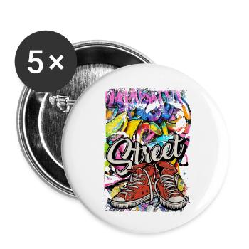 Breakdance Dancing Streetdance Battle Hip Hop - Buttons klein 25 mm (5er Pack) - Weiß - Vorne