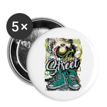 Breakdance Hip Hop Rap Tanzmusik Graffiti Schule - Buttons klein 25 mm (5er Pack) - Weiß - Vorne