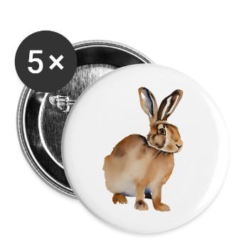 Brown Hare - Buttons small 1''/25 mm (5-pack) - white - Front