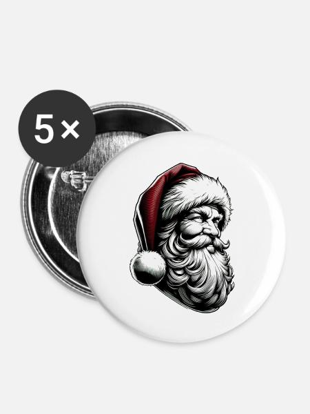 Weihnachtsmann - Buttons klein 25 mm (5er Pack) - Weiß