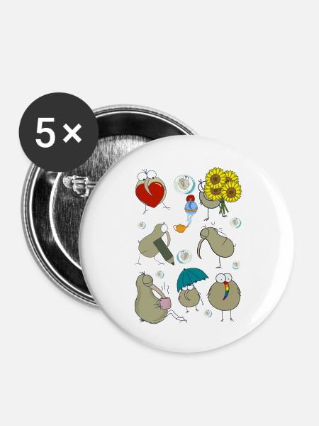 Kiwi Mix sprichwörtlich - Buttons klein 25 mm (5er Pack) - Weiß