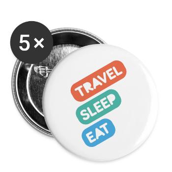 Voyage Dormir Manger - Lot de 5 petits badges (25 mm) - blanc - Devant
