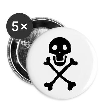 Schädel und Knochen - Buttons klein 25 mm (5er Pack) - Weiß - Vorne