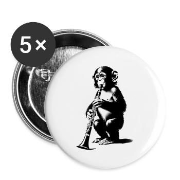 Affen Orchester Klarinette StreetArt Banksy Style - Buttons klein 25 mm (5er Pack) - Weiß - Vorne
