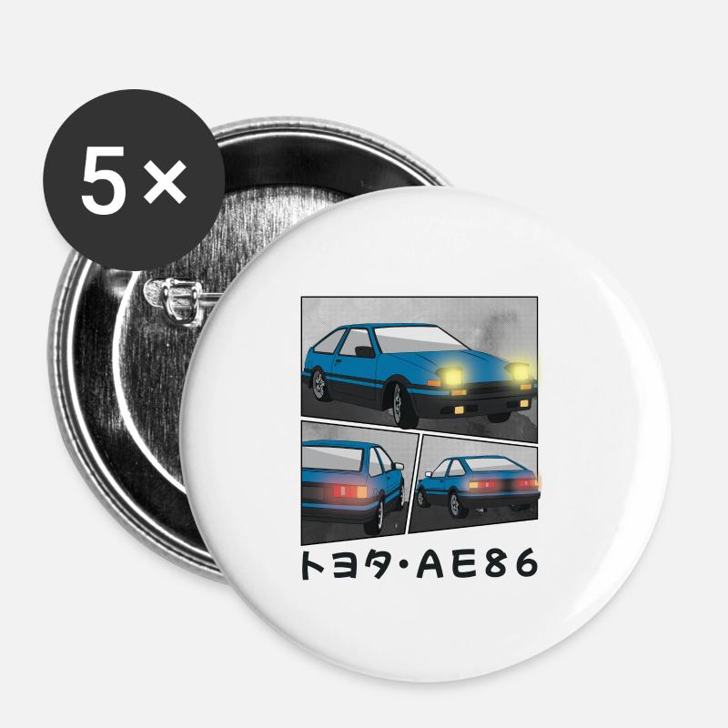 DEEP OCEAN CAR COMIC / POP UP HEADLIGHTS HATCHBACK - Buttons klein 25 mm (5er Pack) - Weiß