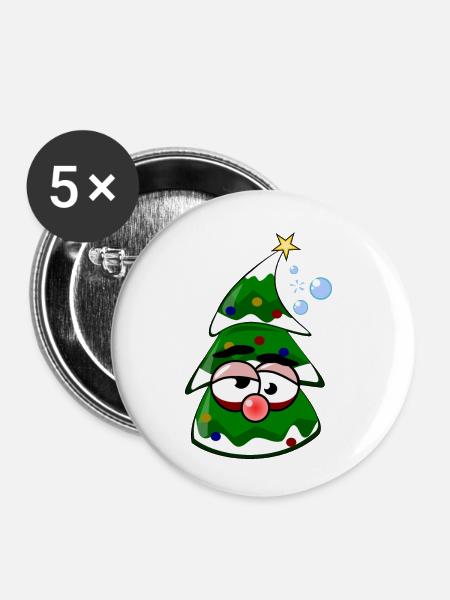 Besoffener Weihnachtsbaum - Buttons klein 25 mm (5er Pack) - Weiß