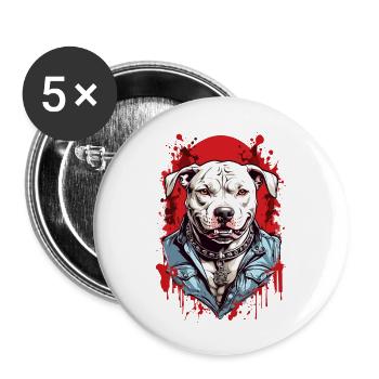 Race de chien Pitbulls - Lot de 5 petits badges (25 mm) - blanc - Devant
