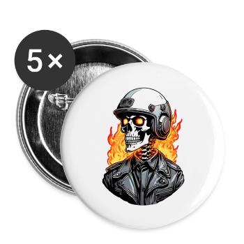 Totenkopf - Skelett - Totenkopf - Motorradhelm - Buttons klein 25 mm (5er Pack) - Weiß - Vorne