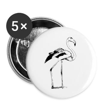Flamant - Lot de 5 petits badges (25 mm) - blanc - Devant