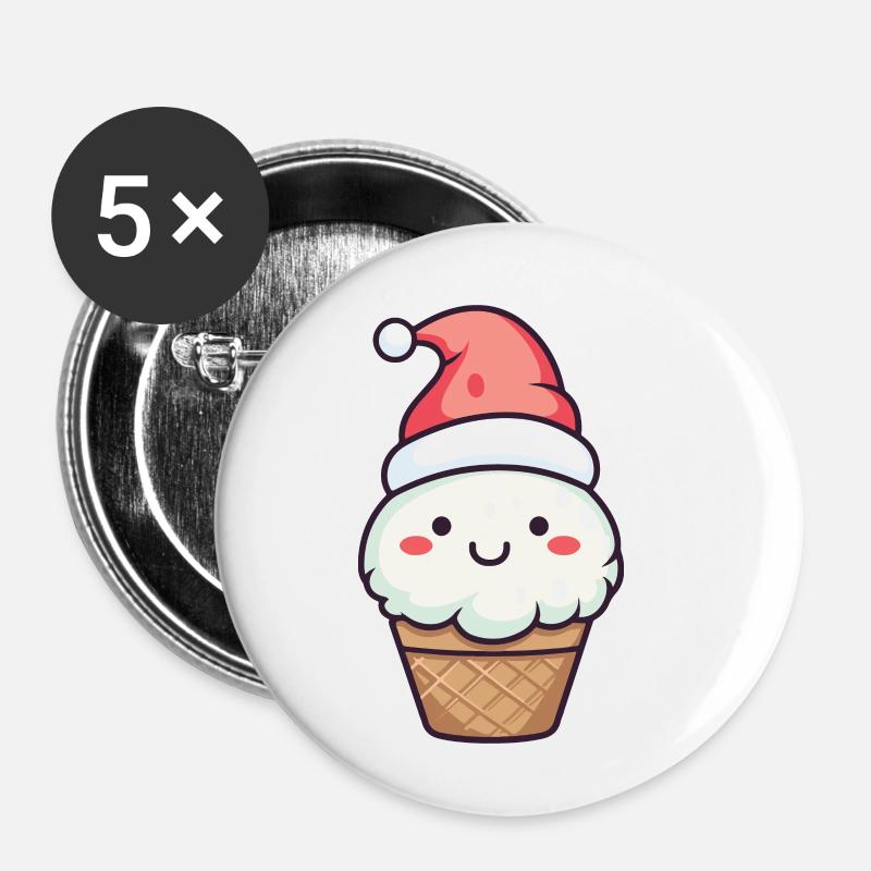 Ice Cream Christmas Comic - Buttons small 1''/25 mm (5-pack) - white