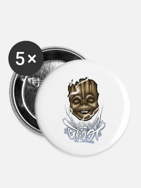 I am the Baum - Buttons klein 25 mm (5er Pack) - Weiß