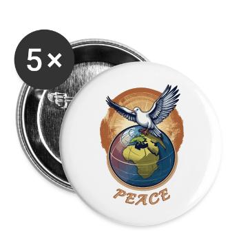 Paix mondiale sur Terre - Lot de 5 petits badges (25 mm) - blanc - Devant