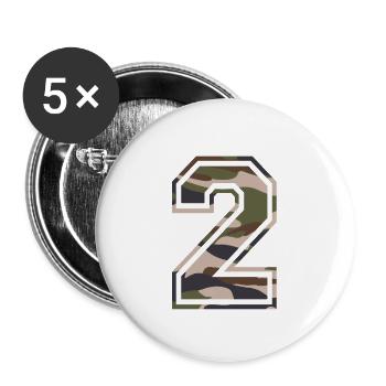 Number 2, camouflage-brown-green, customisable - Buttons small 1''/25 mm (5-pack) - white - Front