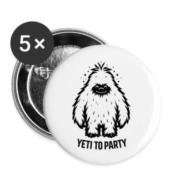 Yeti pour faire la fête - Lot de 5 petits badges (25 mm) - blanc - Devant